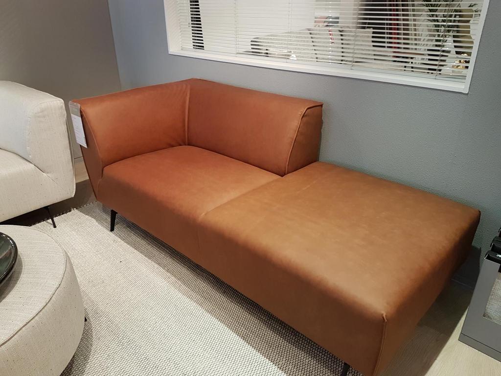 Montel - chaise longue bank in caramel bruin, Ophalen, Zo goed als nieuw, Stof