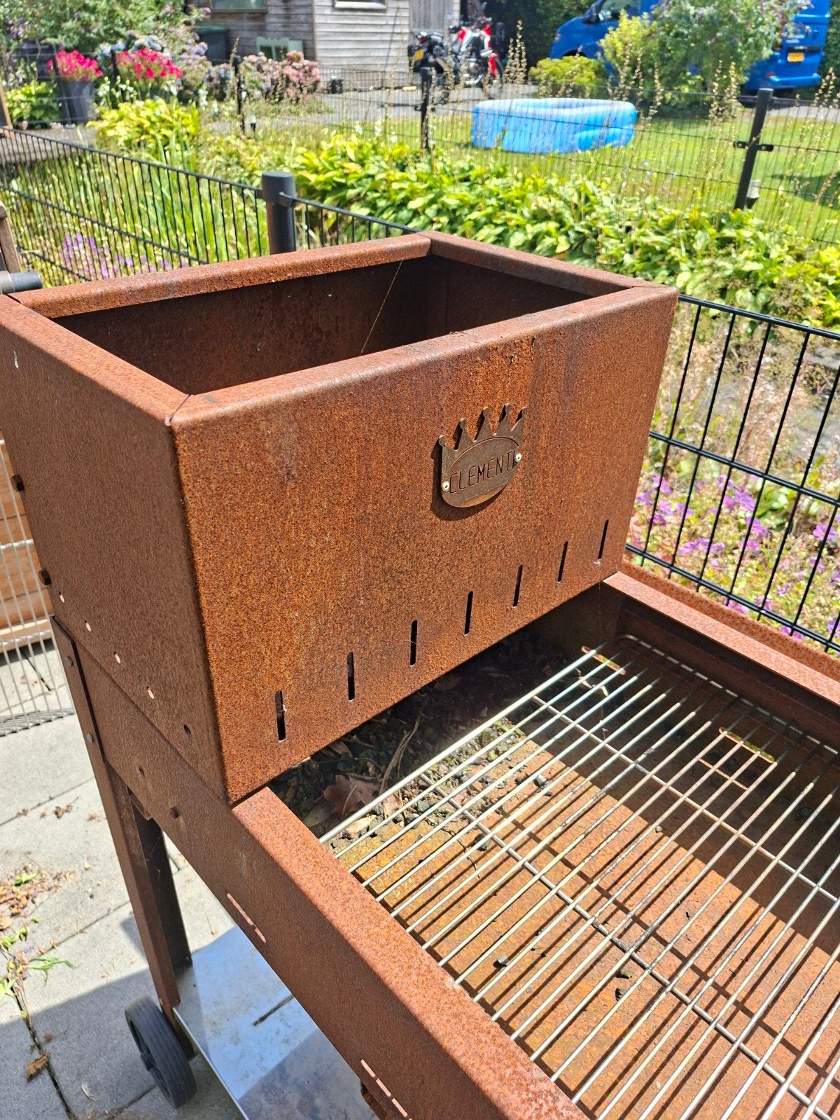 Cortenstaal Houtgestookte BBQ met Wielen - Gebruikt, Ophalen, Gebruikt, Onbekend