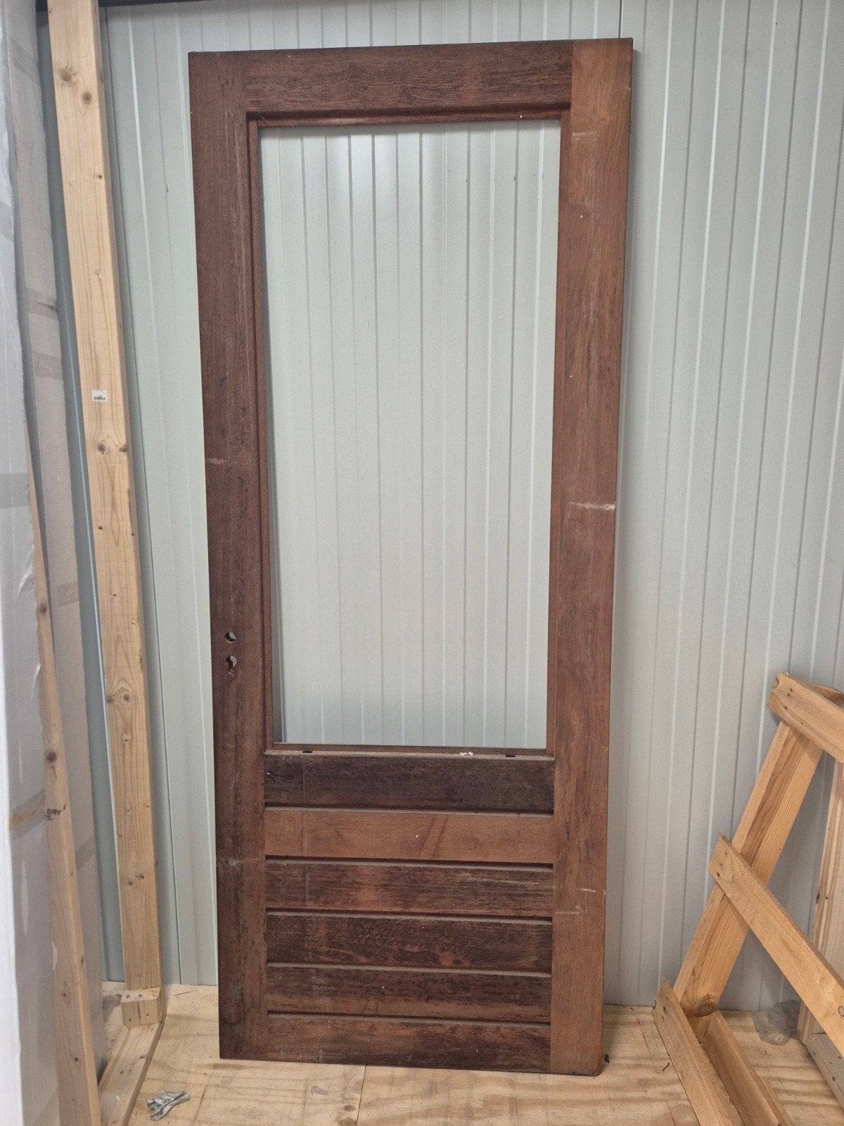 Hardhouten achterdeur 231,5x 93,0, Ophalen of Verzenden, Glas, Buitendeur, 215 cm of meer