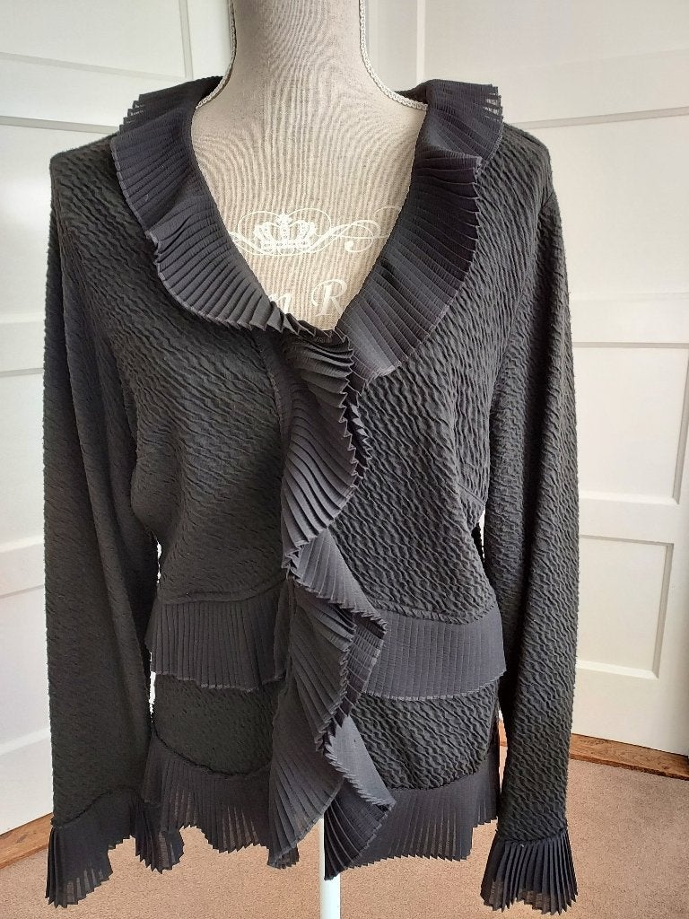 Mooi vestje / jasje van BIBA met volants     maat 46, Verzenden, Zwart, Maat 46/48 (XL) of groter, Biba