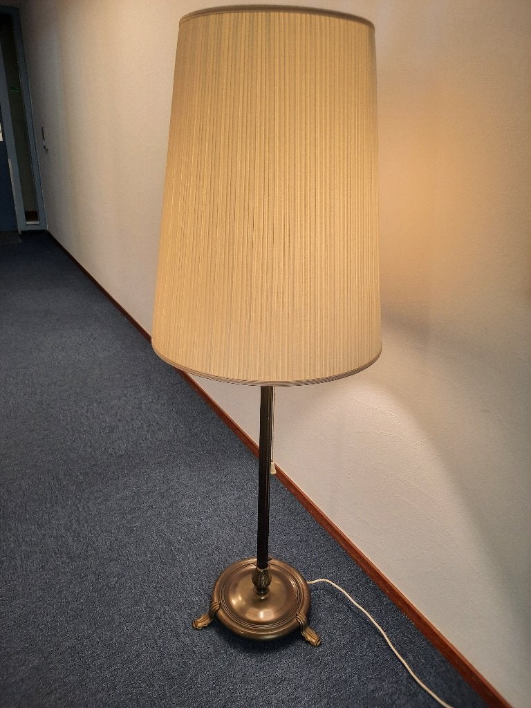 Vintage Bronzen Vloerlamp met Plissé Kap, Ophalen, Brons
