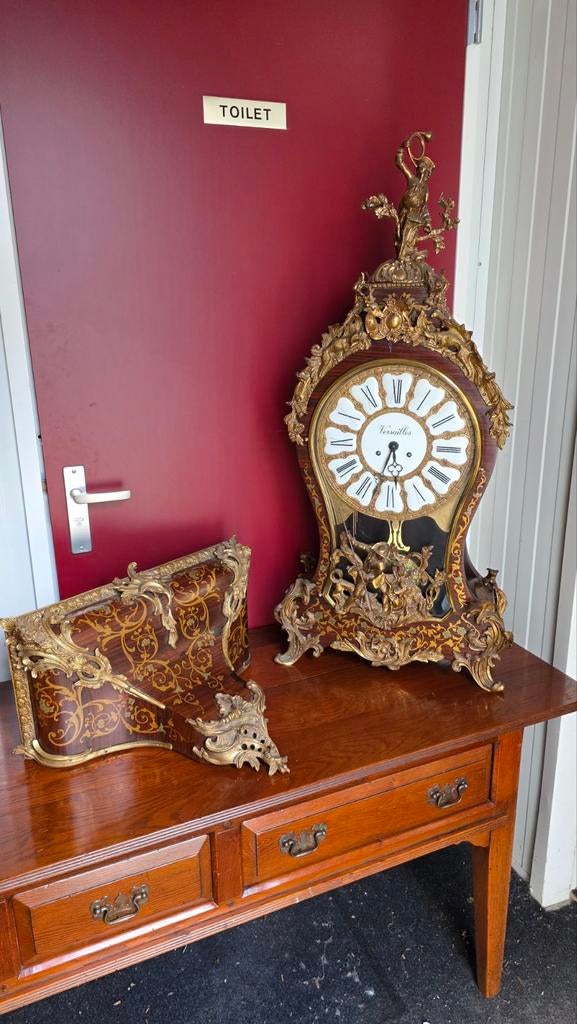 Grote ingelegde Boulle klok met wandconsole, Antiek en Kunst, Ophalen