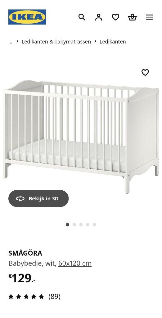 ikea babybedje, Ophalen, Zo goed als nieuw, Ledikant