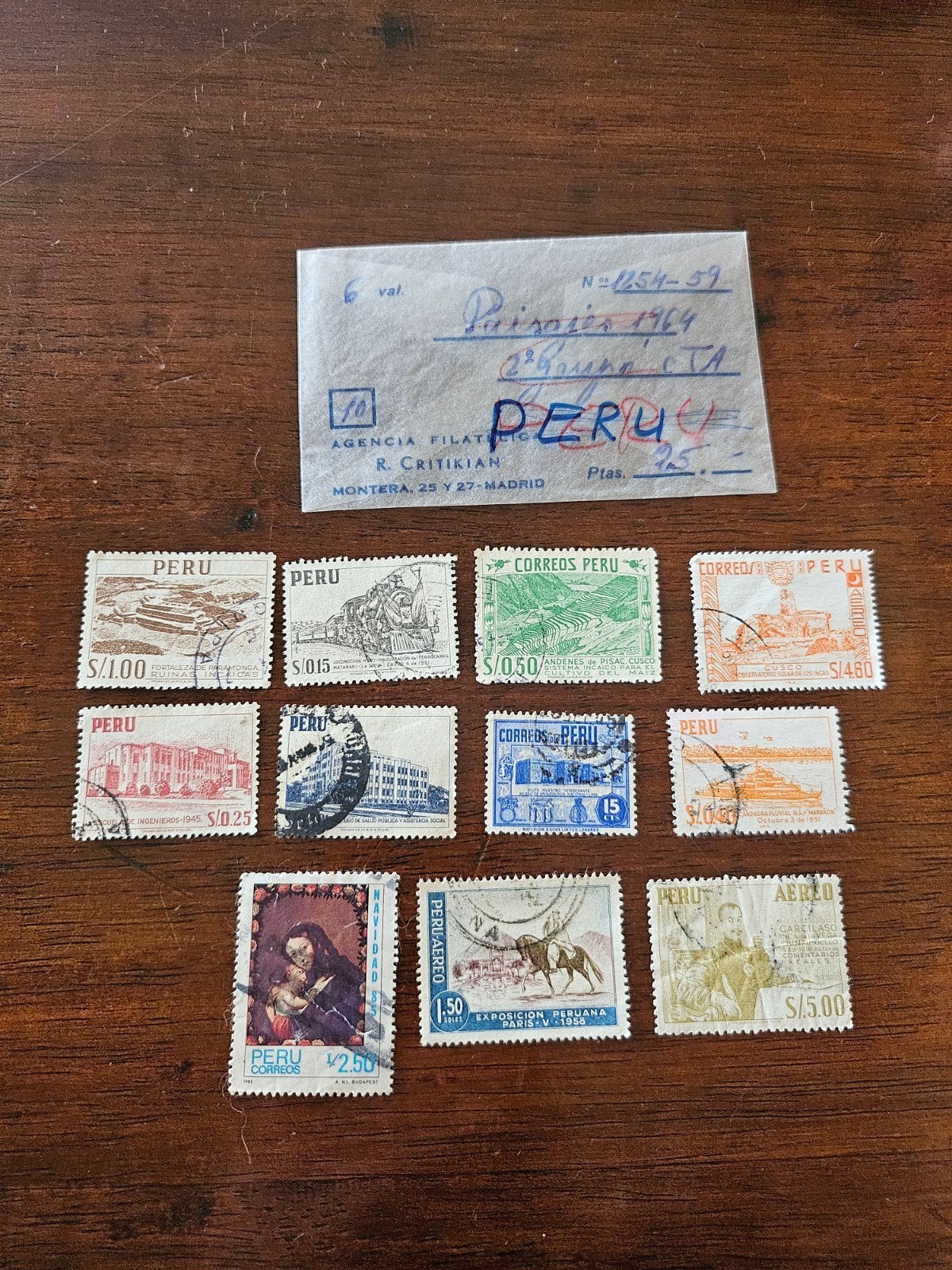 Verzameling Peruaanse postzegels uit 1964 - 10 stuks, Ophalen of Verzenden, Overige landen, Gestempeld