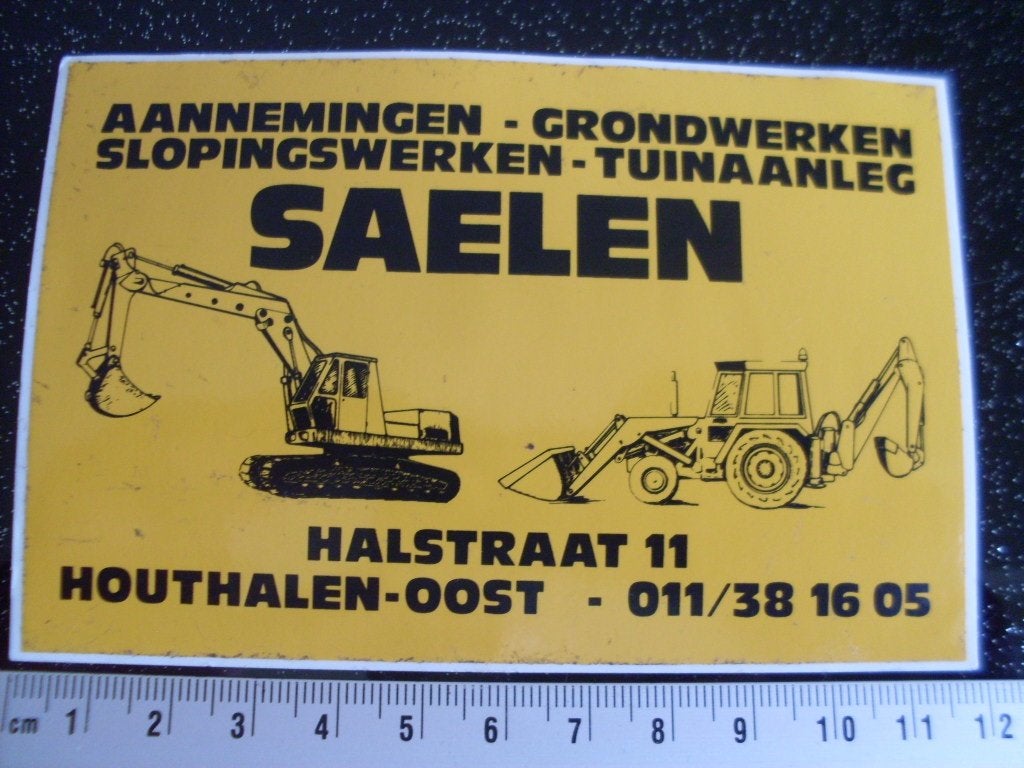sticker Saele3n houthallen grondwerken sloopwerken tuinen, Verzenden, Zo goed als nieuw, Bedrijf of Vereniging