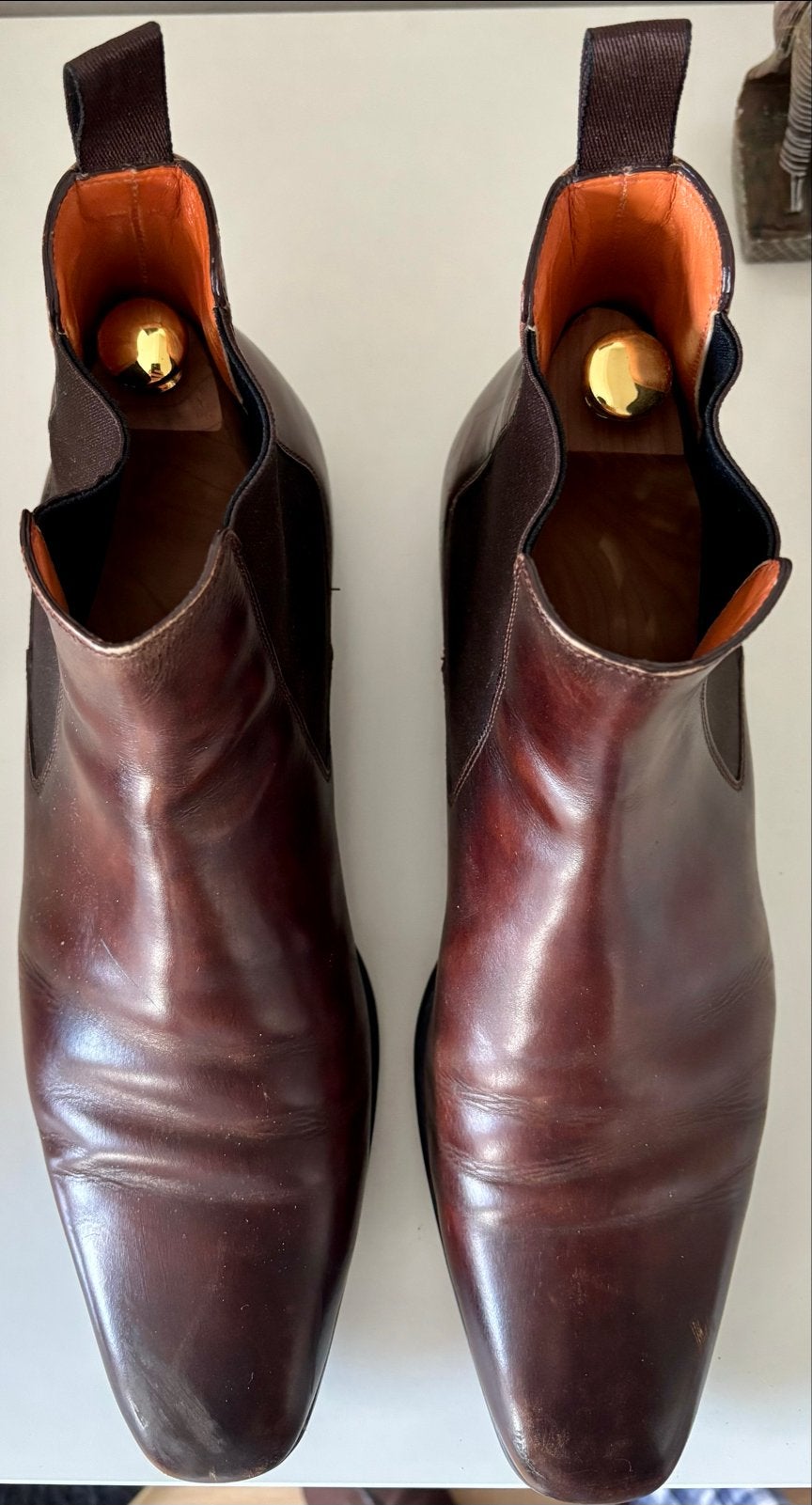 Santoni Chelsea boots kastanjebruin maat 44 1/3, 10, Kleding | Heren, Ophalen of Verzenden, Zo goed als nieuw, Bruin, Boots