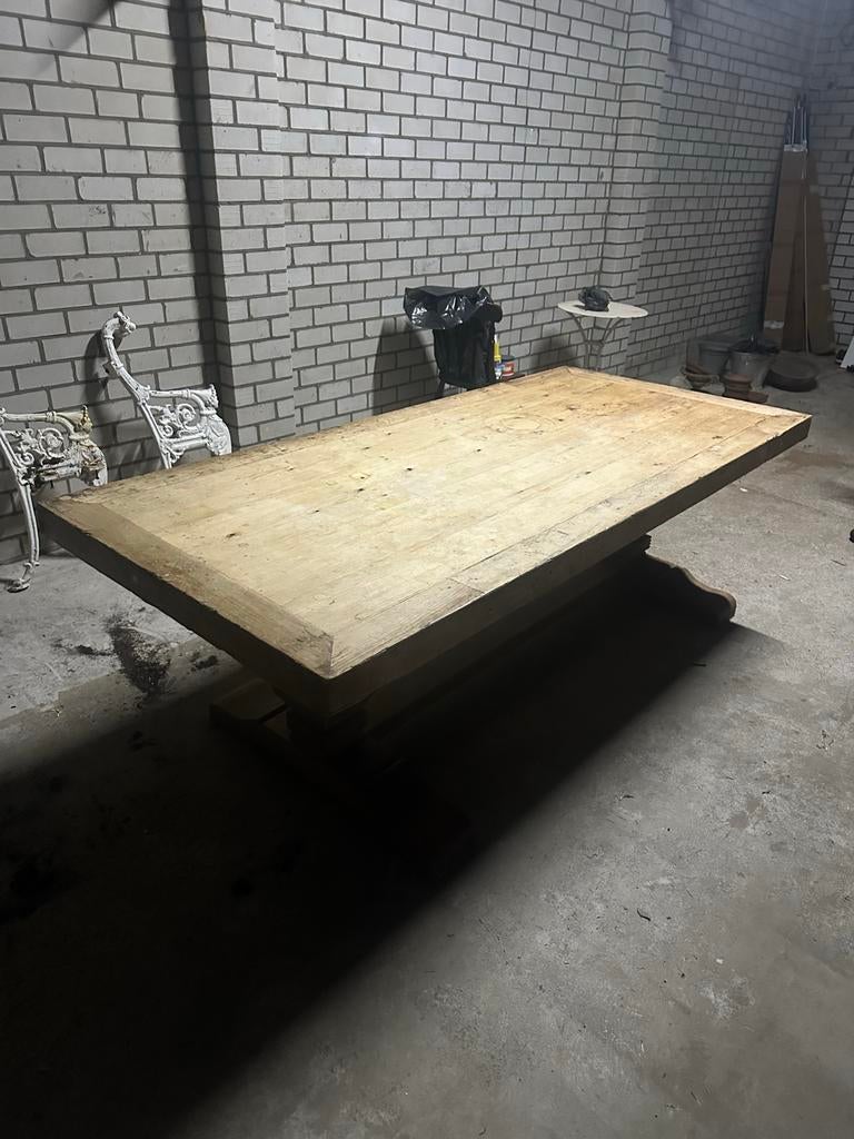 Robuuste houten eettafel- 2,2 bij 1 Meter, Ophalen of Verzenden