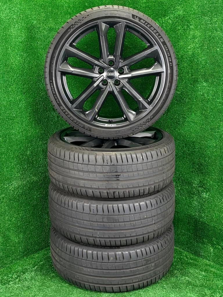 Originele 21 inch Audi Sport velgen met banden A6 S6 C8, Audi, Gebruikt, 255 mm, Banden en Velgen