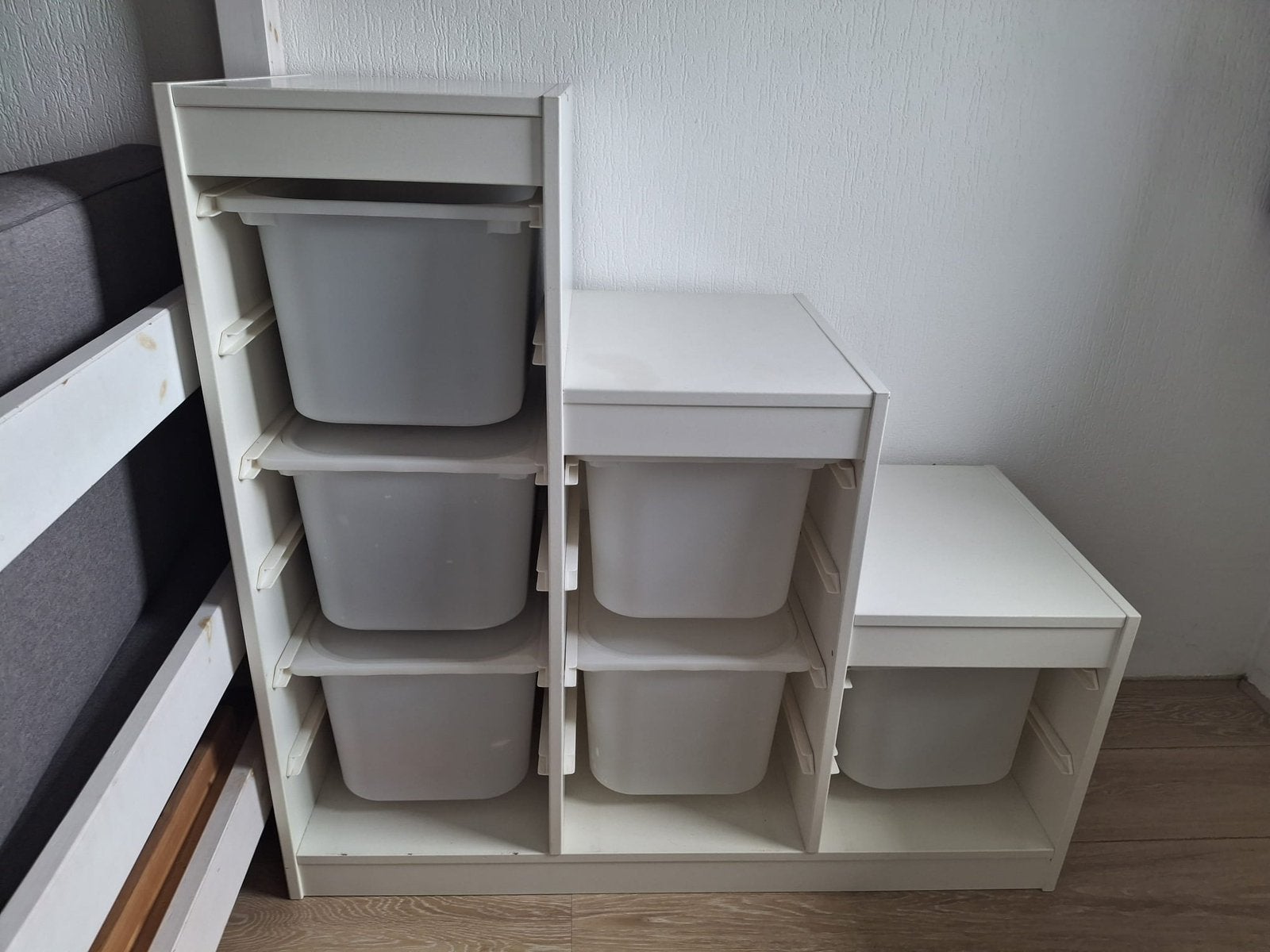 IKEA TROFAST opbergkast wit inclusief 6 witte bakken., Ophalen, Gebruikt