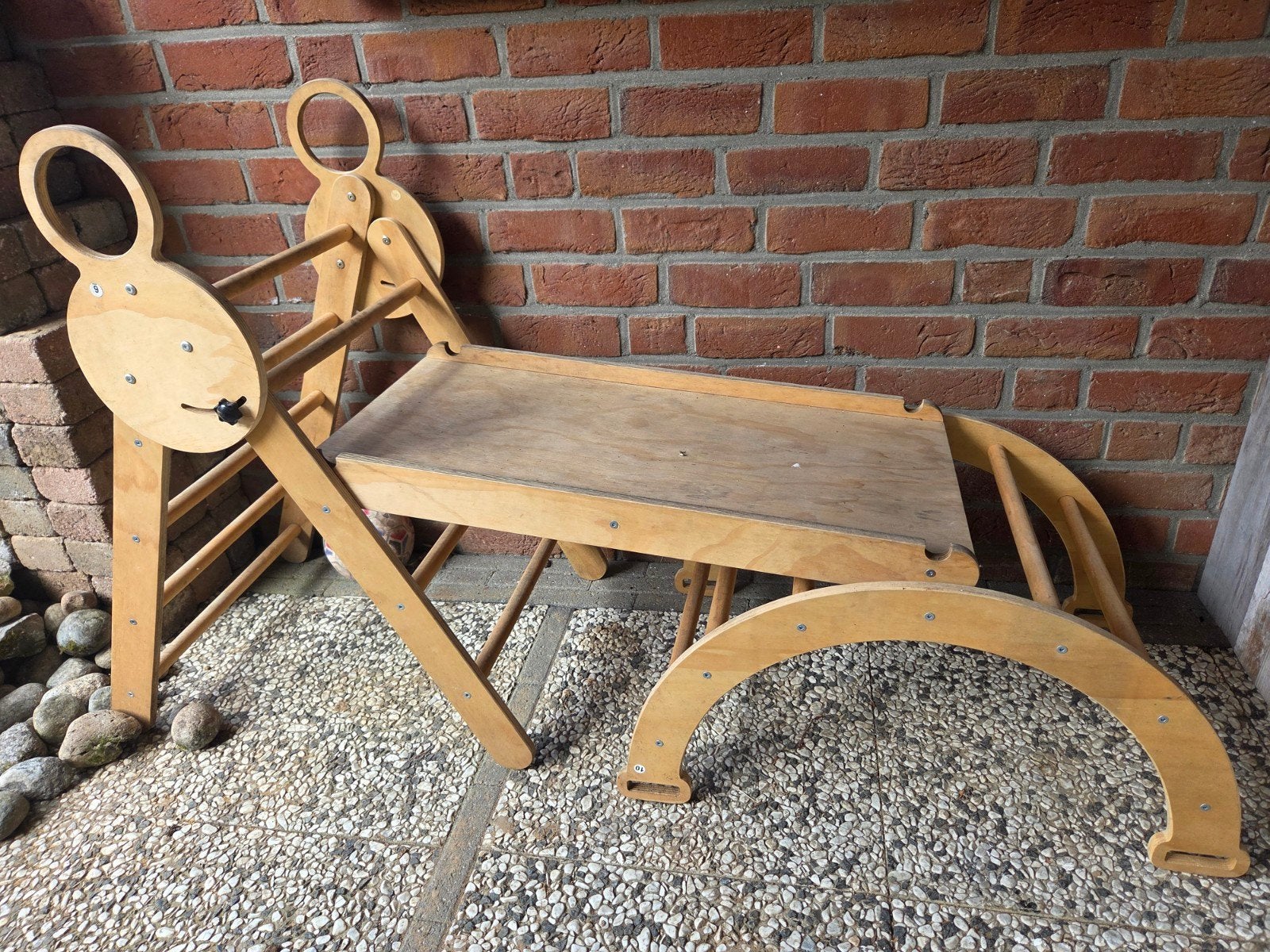 Houten klimrek en glijbaan voor kinderen, Ophalen, Gebruikt, Glijbaan