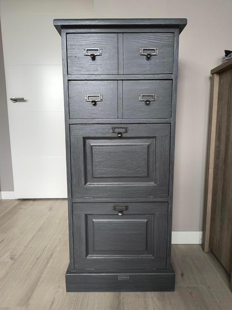 Vintage kast groen met 2 laatjes en 2 klapdeurtjes, Ophalen