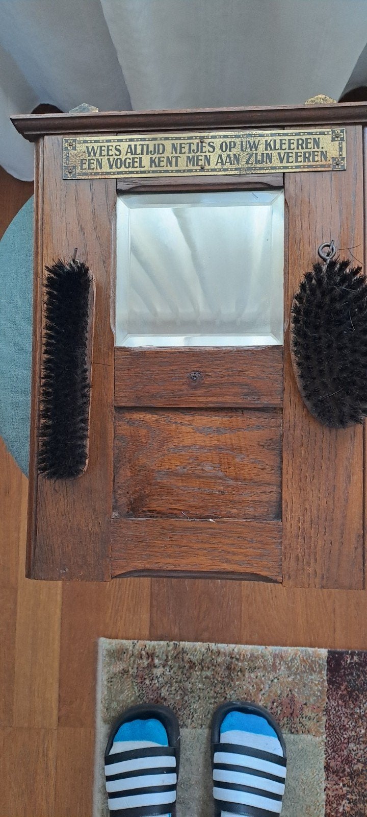Antiek spreuken bord met borstels, Ophalen of Verzenden, Rechthoekig, Minder dan 50 cm