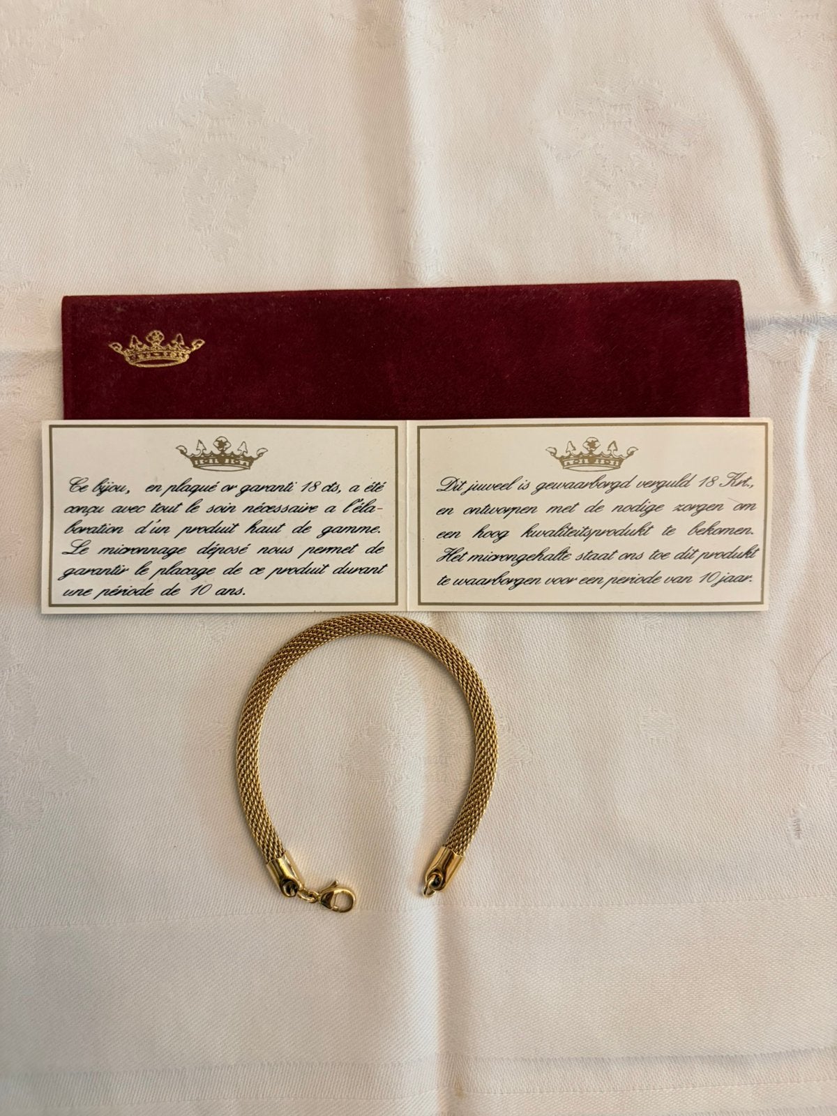 Verguld gouden armband vintage met certificaat, Ophalen of Verzenden, Zo goed als nieuw, Goud