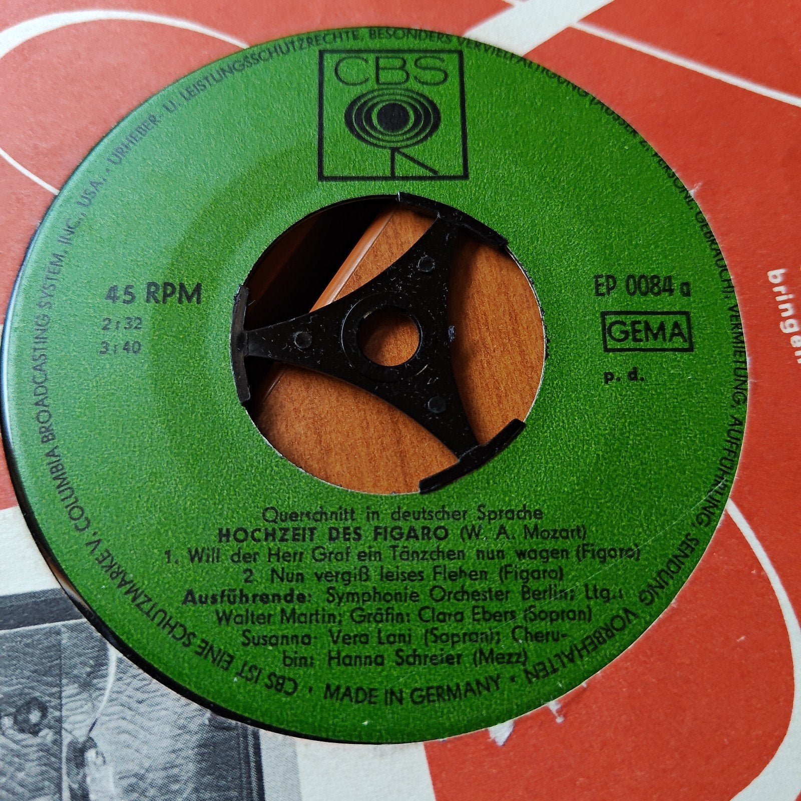 W.A. Mozart - Hochzeit des Figaro (EP 0084 a), Ophalen of Verzenden, Gebruikt, 7 inch