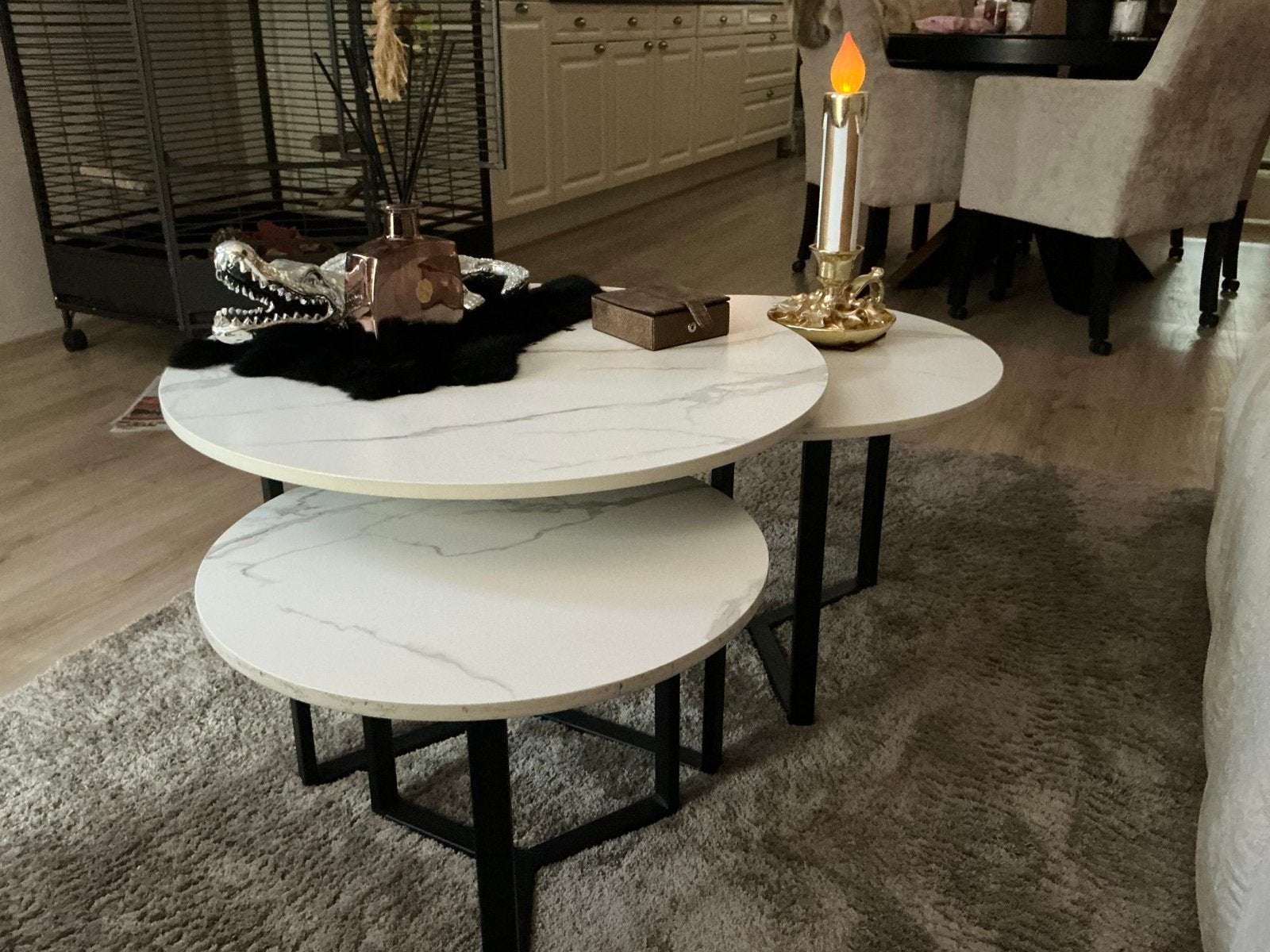 Salontafel set van 2 keramiek Zo goed als nieuw MOET WEG, Ophalen, 50 – 75, Rond, 50 tot 100 cm