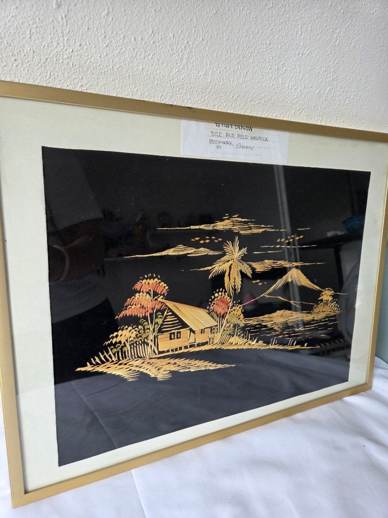 Framed Rice Straw Wall Art Painting Asian, Ophalen of Verzenden, Gebruikt