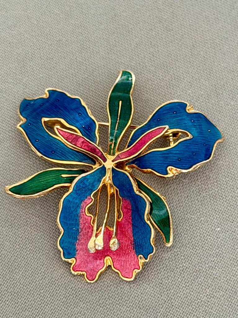 Vintage broche bloem jaren ‘80, Sieraden, Tassen en Uiterlijk, Broches, Ophalen of Verzenden, Zo goed als nieuw, Goud, Overige materialen