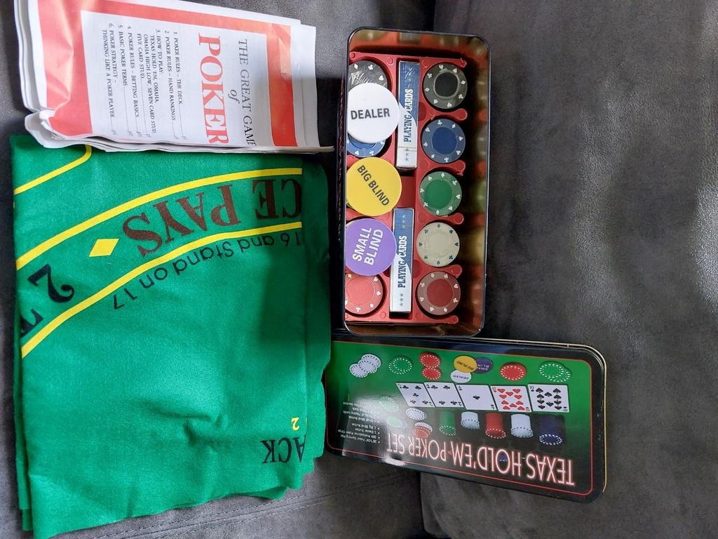 Compleet Texas Hold'em Pokerset - Nieuw in folie, Hobby en Vrije tijd, Gezelschapsspellen | Kaartspellen, Ophalen