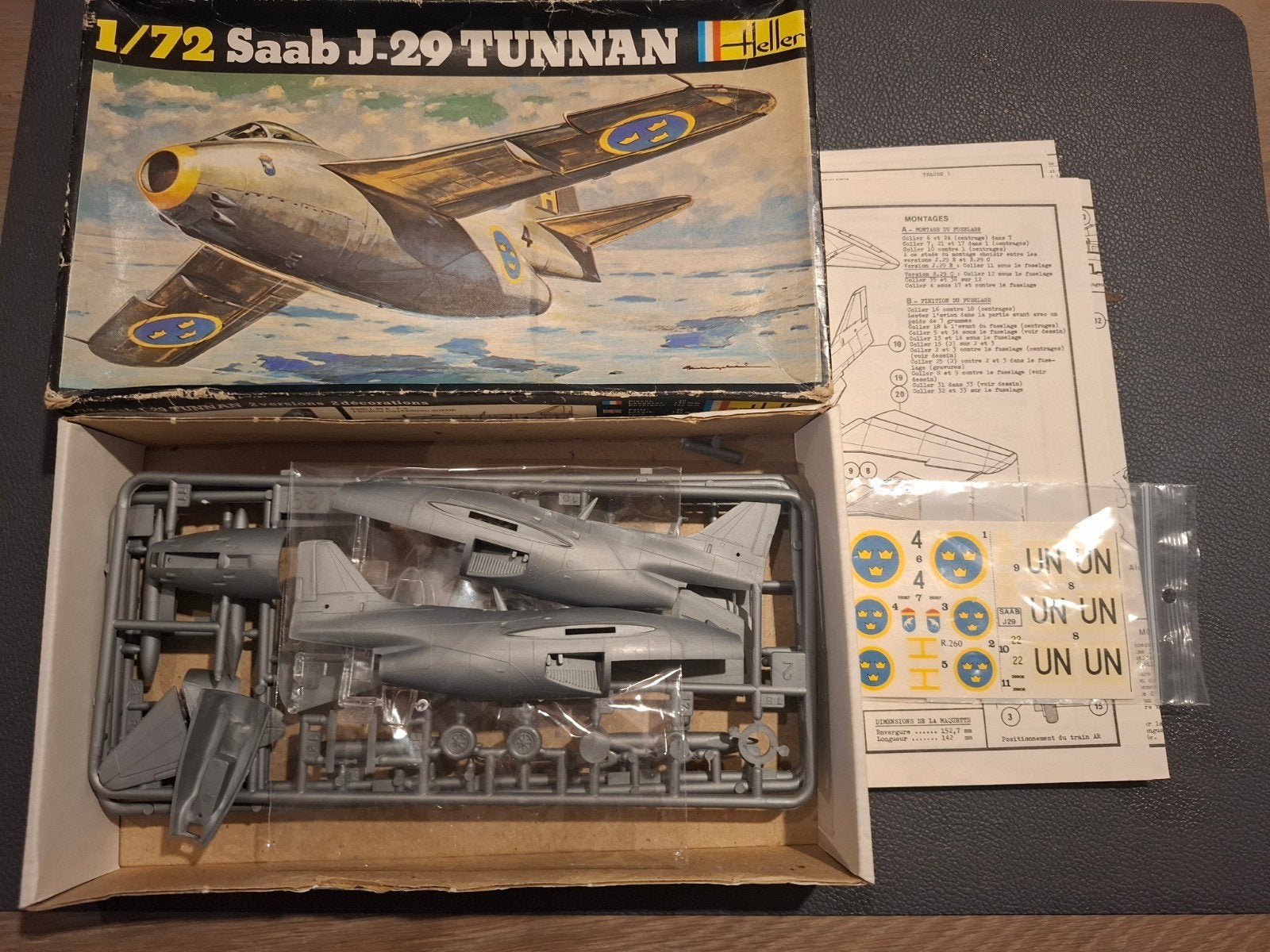 Bouwdoos Heller Saab Tunnan, Hobby en Vrije tijd, Modelbouw | Vliegtuigen en Helikopters, 1:72 tot 1:144, Nieuw, Ophalen of Verzenden
