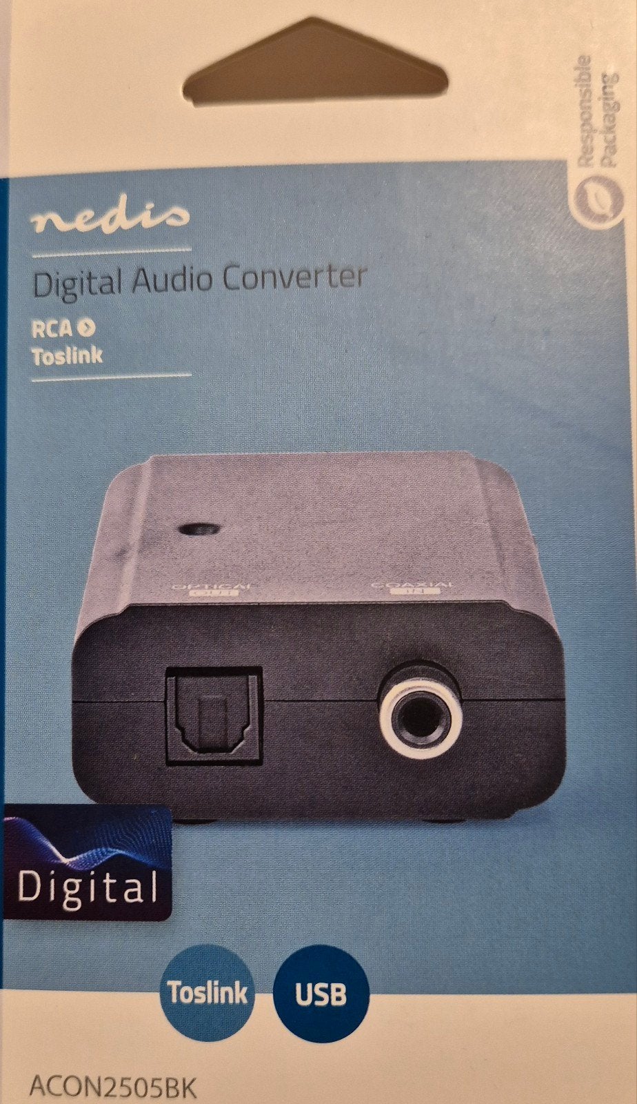 Nedis Digitale Audio Converter RCA naar Toslink, Ophalen of Verzenden, Nieuw