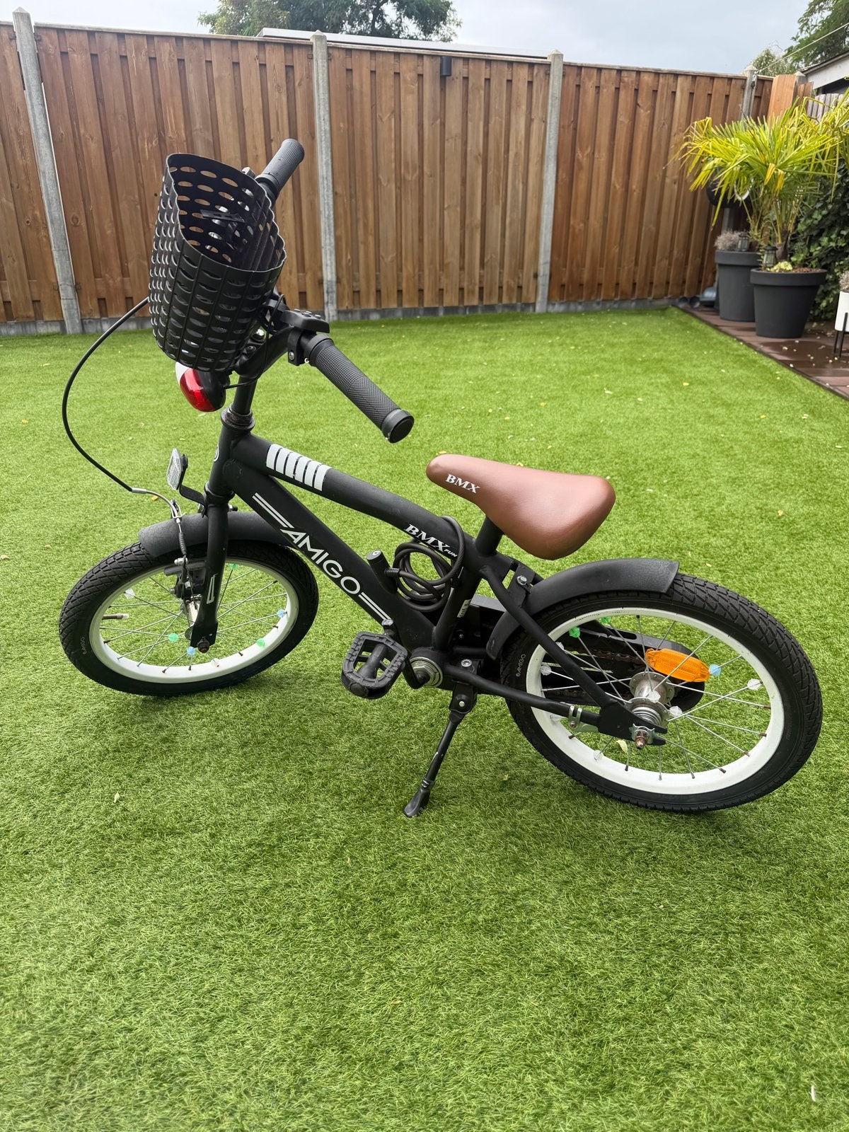 Kinderfiets 14 inch met slot, standaard, mandje en sirene, Ophalen, Gebruikt, Minder dan 16 inch