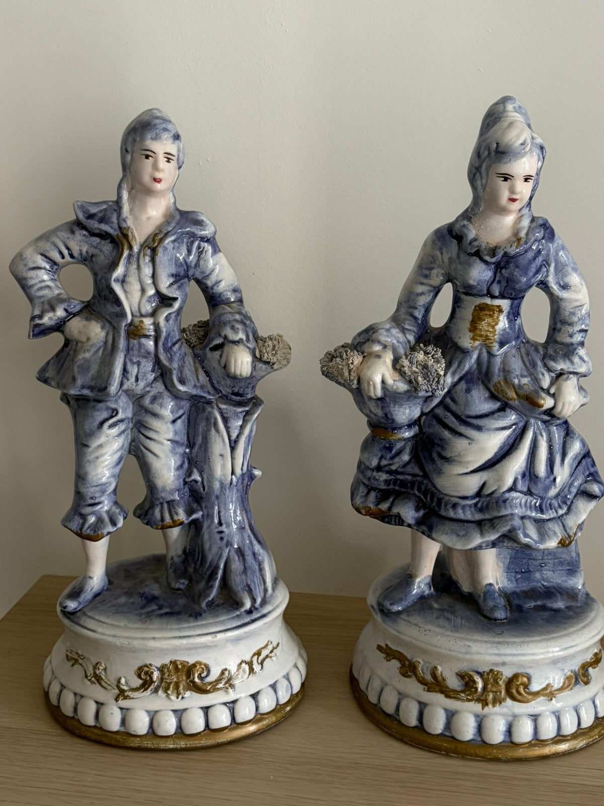 2 mooie grote oude Capodimonte Beelden, Ophalen of Verzenden, Zo goed als nieuw, Mens