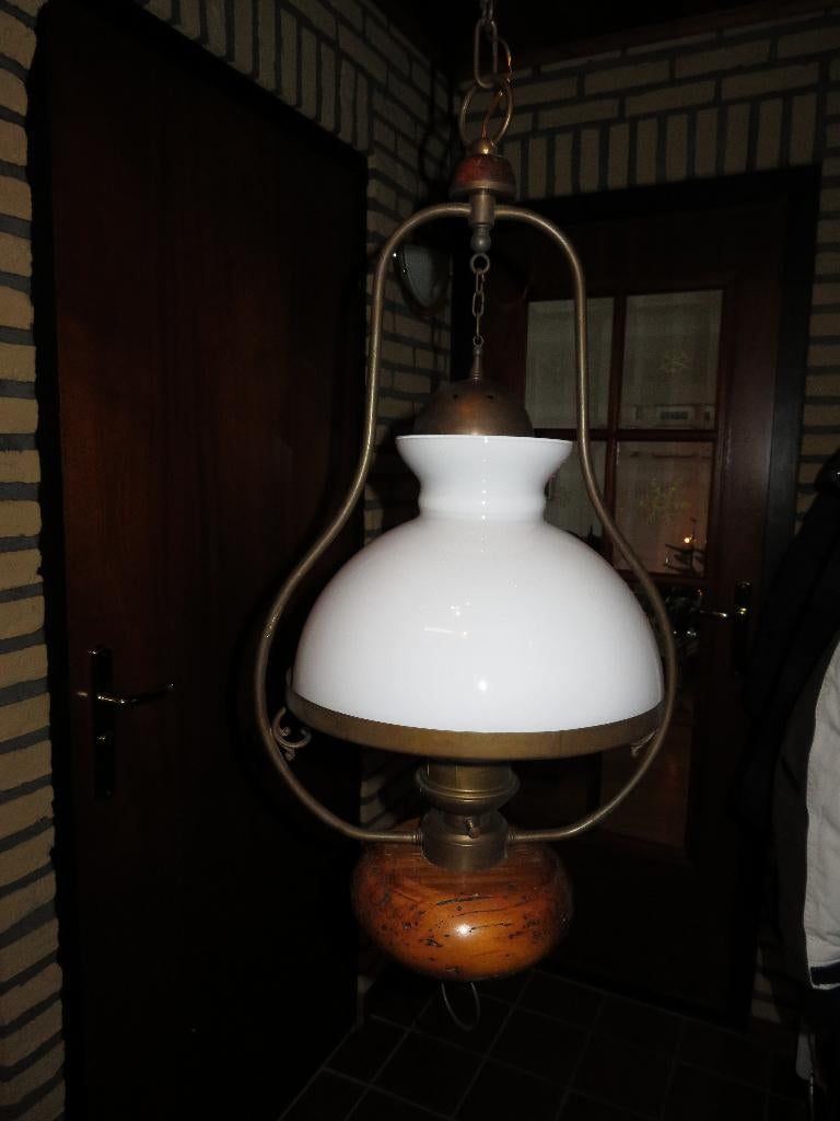 Mooie "Retro"-Olielamp, Ophalen, 50 tot 75 cm, Zo goed als nieuw, Glas