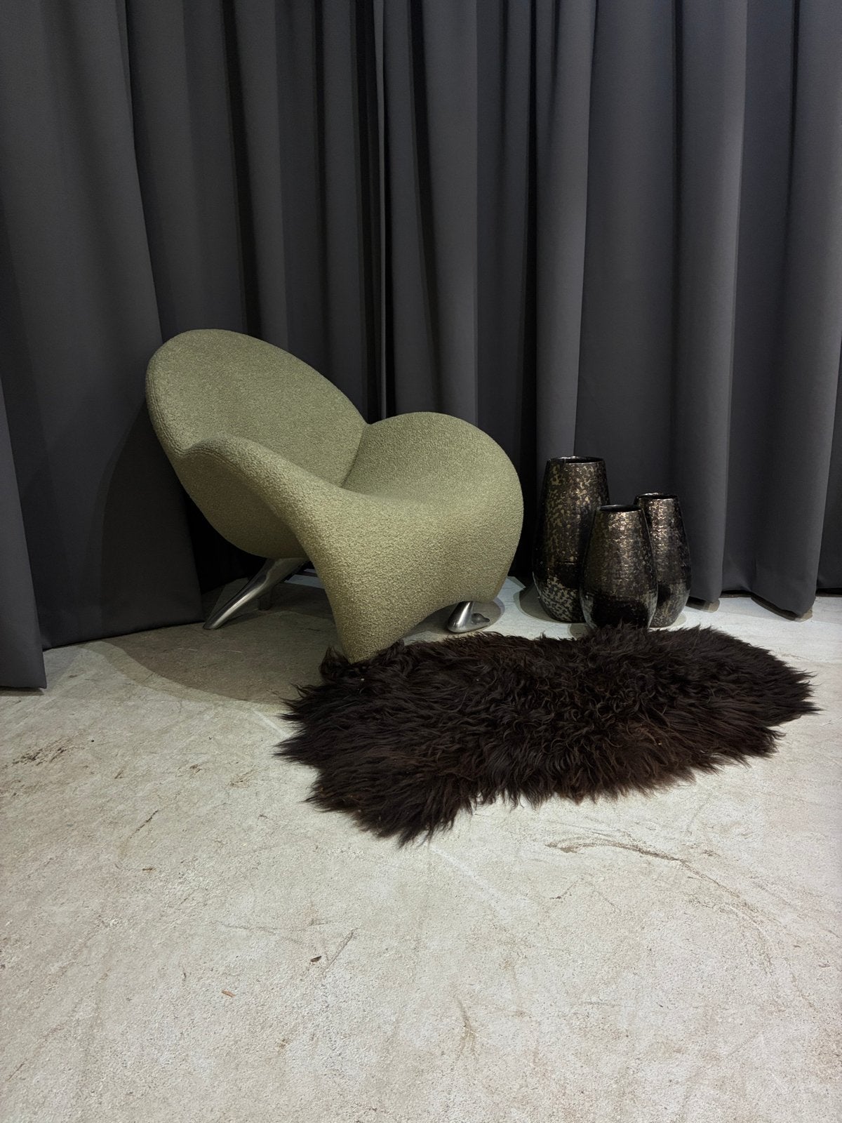 ACTIE - Leolux Papageno fauteuil in Nieuw Wol bouclé, Ophalen, ., Zo goed als nieuw, 75 tot 100 cm