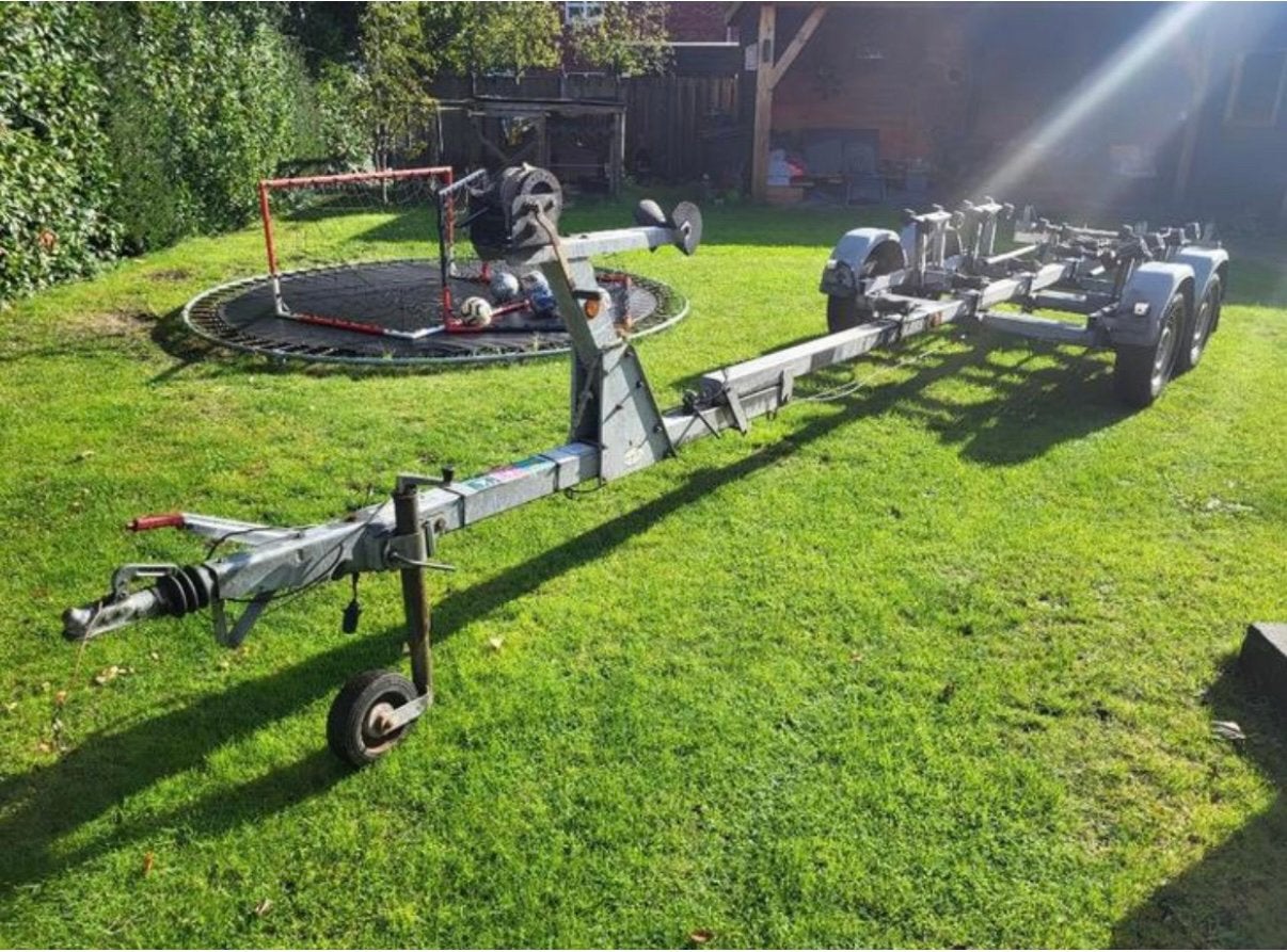 Riba robuuste Dubbelassige boot trailer, Watersport en Boten, Boottrailers, Ophalen, Gebruikt, 1500 tot 3000 kg, 6 tot 9 meter