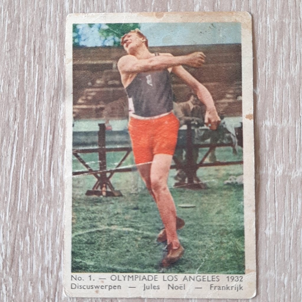 sportplaatjes Olympische Spelen 1932 Jules Noél Frankrijk, Verzamelen, Verzenden, Gebruikt, Overige sporten, Poster, Plaatje of Sticker