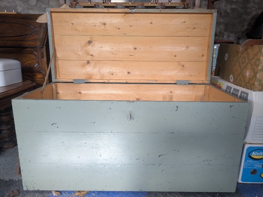 Oude Houten Kist Groen Vintage Retro, Antiek en Kunst, Ophalen
