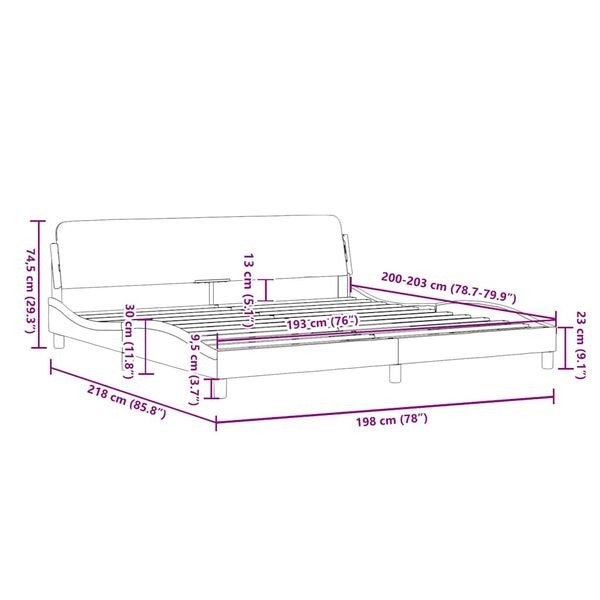 Foto 9 van Bedframe "Dover" kunstleer zwart 193x203 cm nieuw in doos