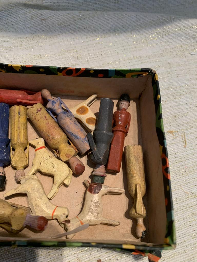 Antieke Erzgebirge figuurtjes in originele doos, Ophalen of Verzenden