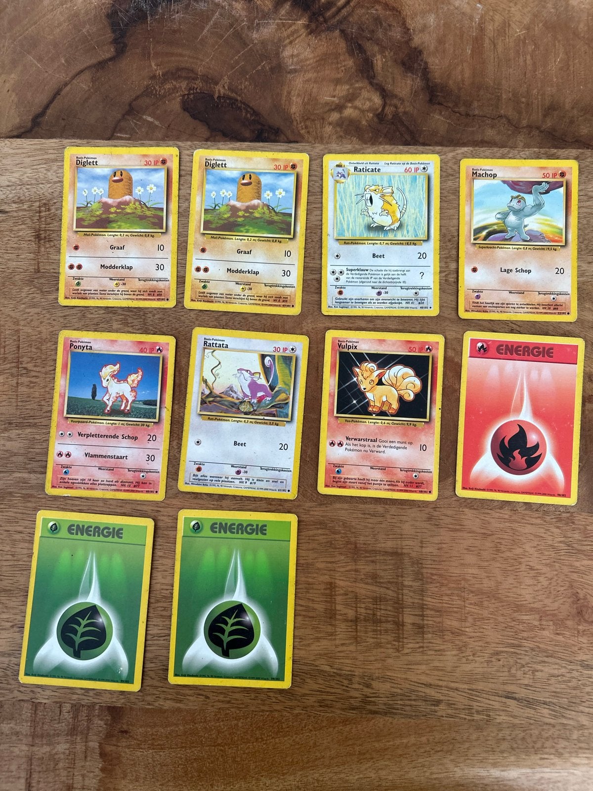 Pokémon kaarten - diverse set van 10 kaarten base set, Ophalen of Verzenden, Gebruikt, Meerdere kaarten
