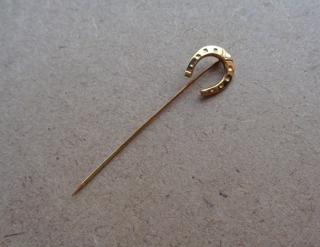 14 karaat 585 gouden revere speld hoefijzer [284], 4 tot 7 cm, Ophalen of Verzenden, Zo goed als nieuw, Goud