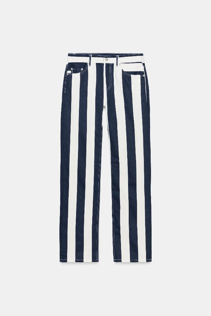 Zara gestreepte broek - Nieuw met kaartje, Kleding | Dames, Broeken en Pantalons, Maat 38/40 (M), Blauw, Nieuw, Ophalen of Verzenden