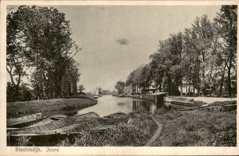 Joure - Slachtedijk - Bootjes, Ophalen of Verzenden, 1920 tot 1940, Gelopen, Friesland