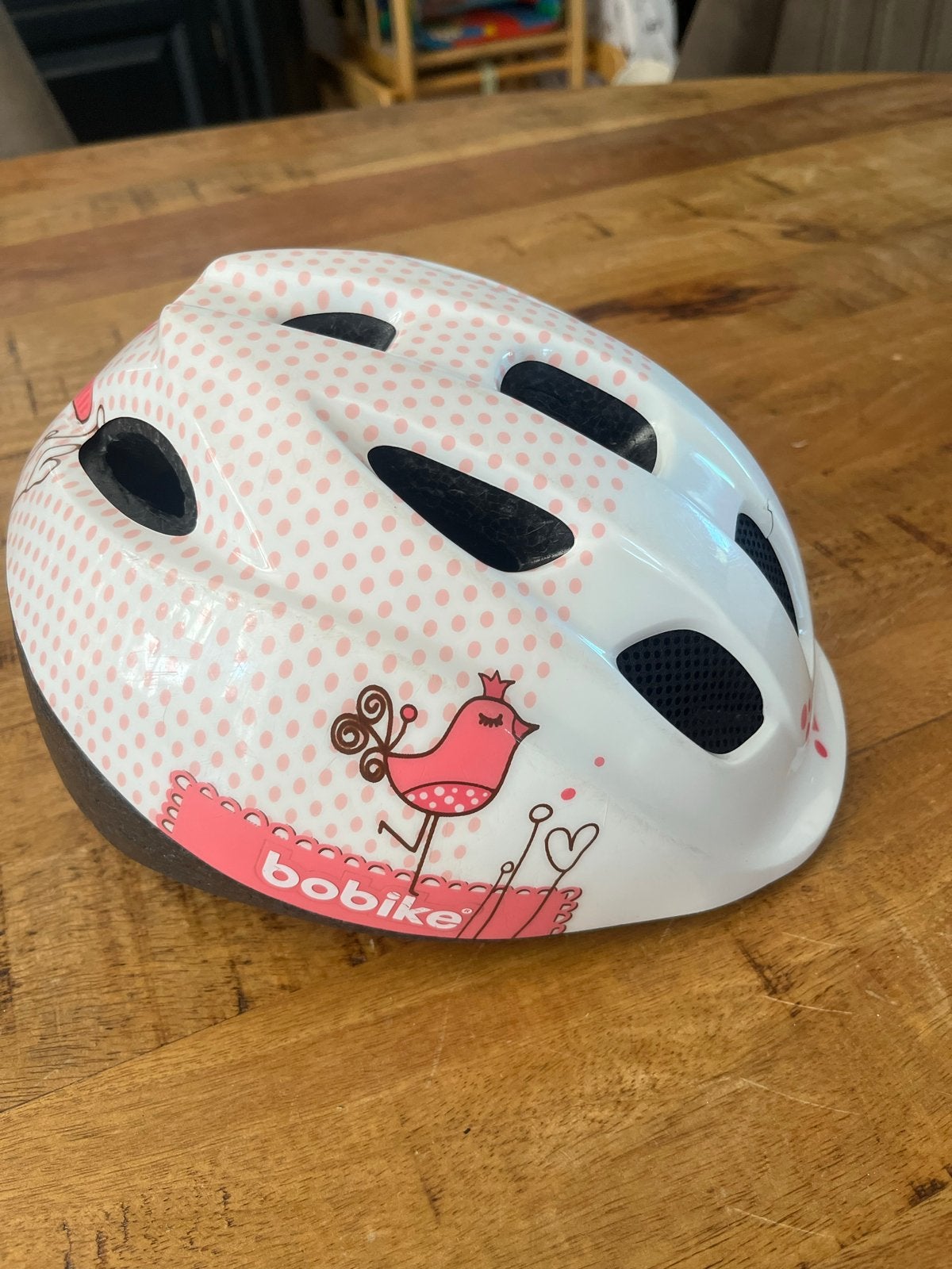 Bobike B-Sweet kinderfietshelm roze stippen 46-53cm, Ophalen, Zo goed als nieuw, Overige maten, Meisje