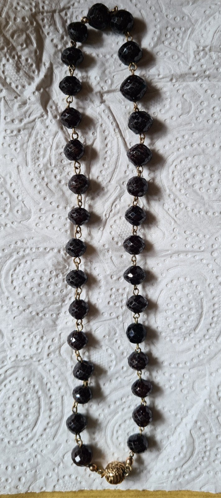 Antieke granaat ketting met een 14k sluiting, Sieraden, Tassen en Uiterlijk, Ringen, Verzenden, 20 of groter, Rood, Goud