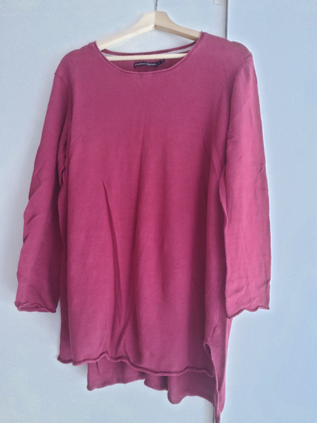 Gudrun Sjoden, linnen tuniek, L, donker roze/licht wijnrood., Maat 46/48 (XL) of groter, Ophalen of Verzenden, Zo goed als nieuw