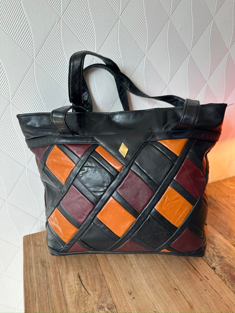 Davidts, Vintage, authentiek, shopper, tas, Ophalen of Verzenden, Gebruikt, Zwart, Shopper