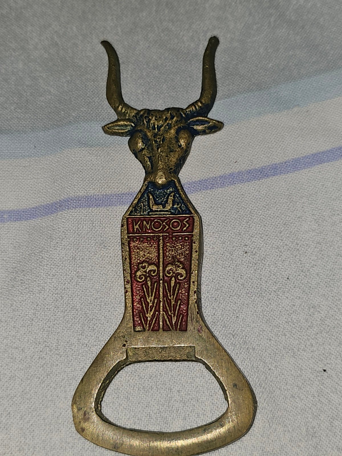 Vintage Knossos Stier Flessenopener - Grieks Souvenir, Ophalen of Verzenden