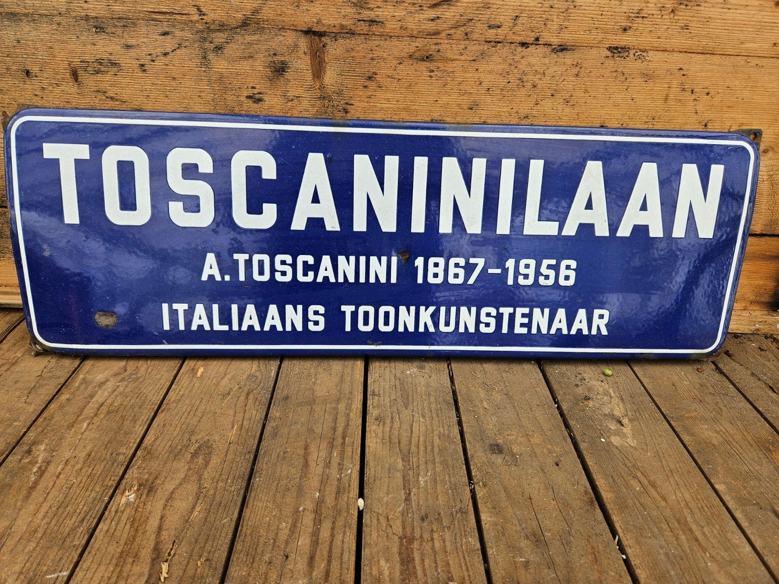 Oud Emaille straatnaam bord 69x23, Ophalen of Verzenden