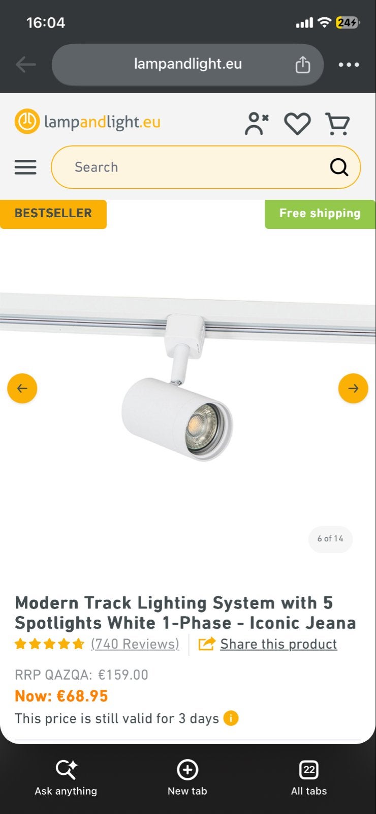 4 witte railspots voor modern tracksysteem, Verstelbaar, Ophalen of Verzenden, Zo goed als nieuw, LED