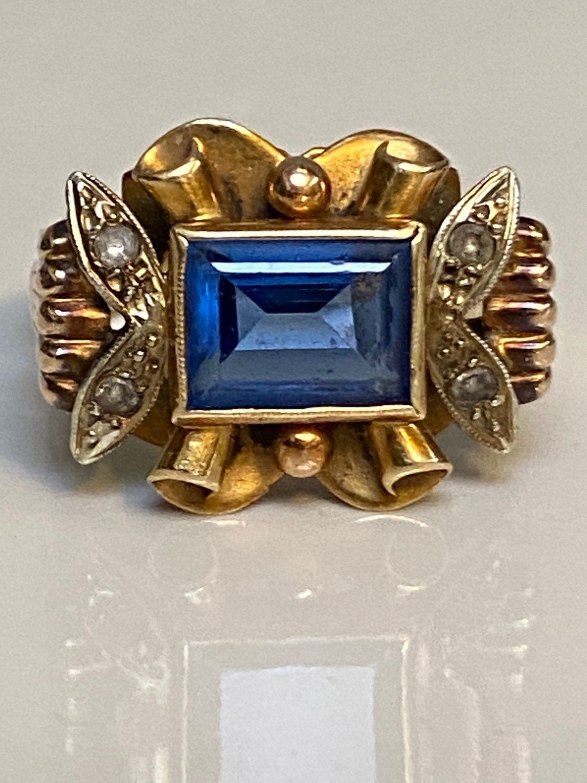 Art deco geel gouden ring 750, Sieraden, Tassen en Uiterlijk, Antieke sieraden, Verzenden, Goud, Ring