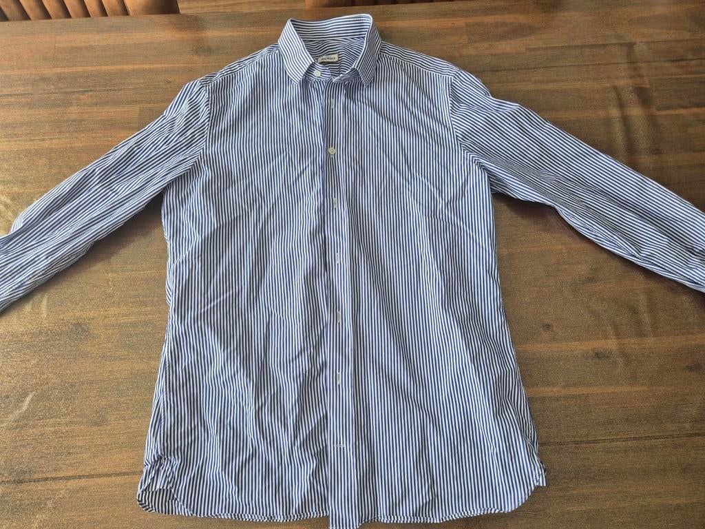 Munro Atelier gestreept overhemd - Maat L, Kleding | Heren, Blauw, Zo goed als nieuw, Munro Atelier, Halswijdte 39/40 (M)