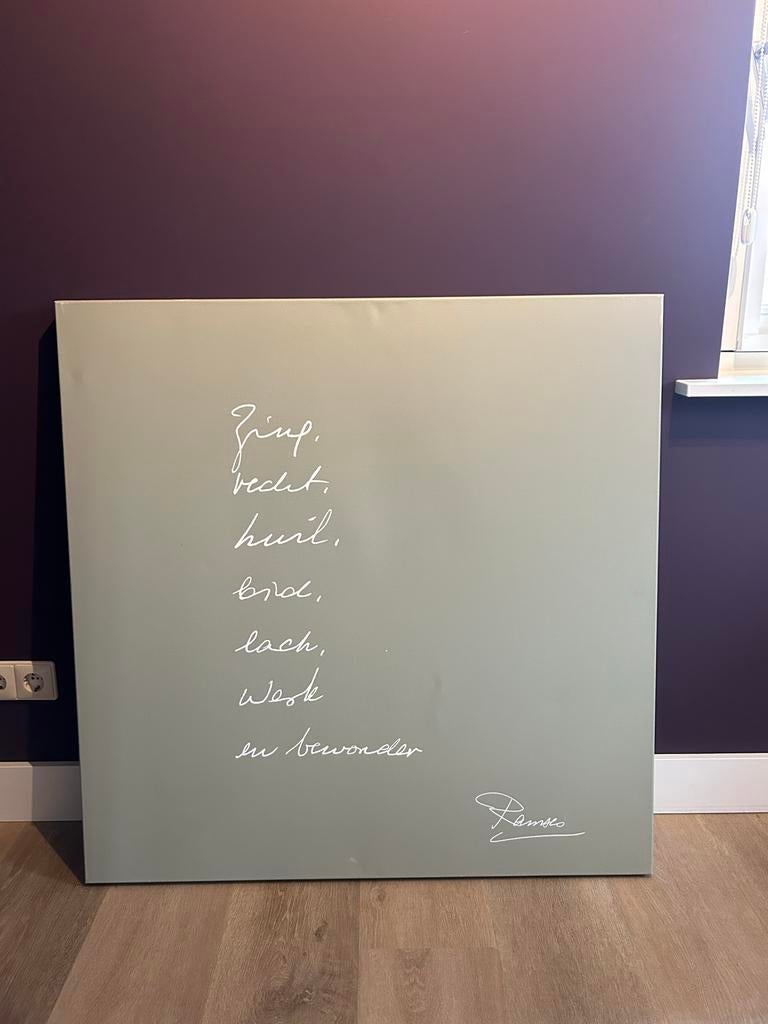 Schilderij Ramses Shaffy (100x100 cm), Ophalen, Groen, Schilderij, Textiel