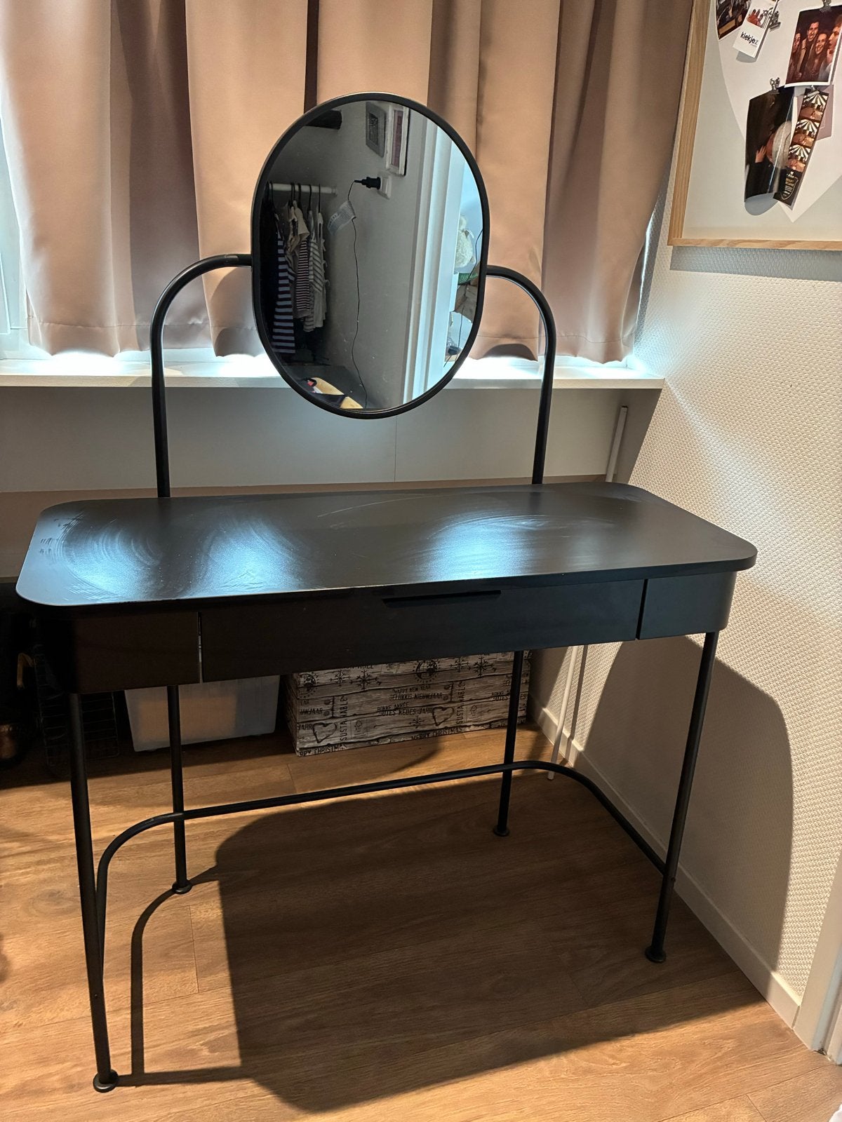 IKEA Songesand kaptafel met spiegel - Zwart, Ophalen, Gebruikt, 100 tot 150 cm, 50 tot 100 cm