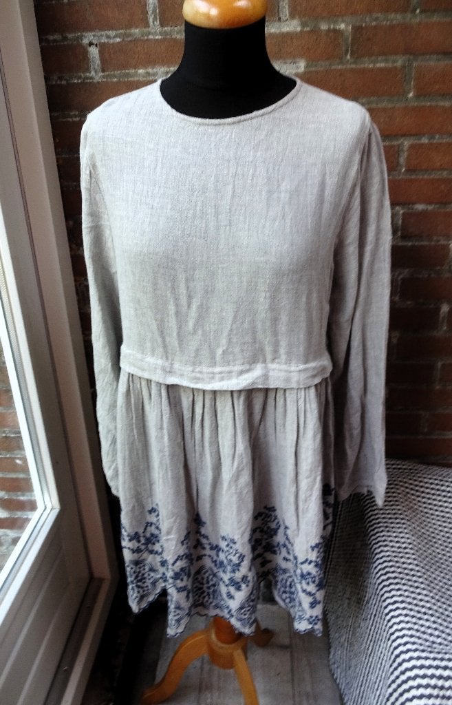 Grijze Zara Basic Mini Dress (of tuniek) maat L, Verzenden, Maat 42/44 (L), Knielengte, Gedragen