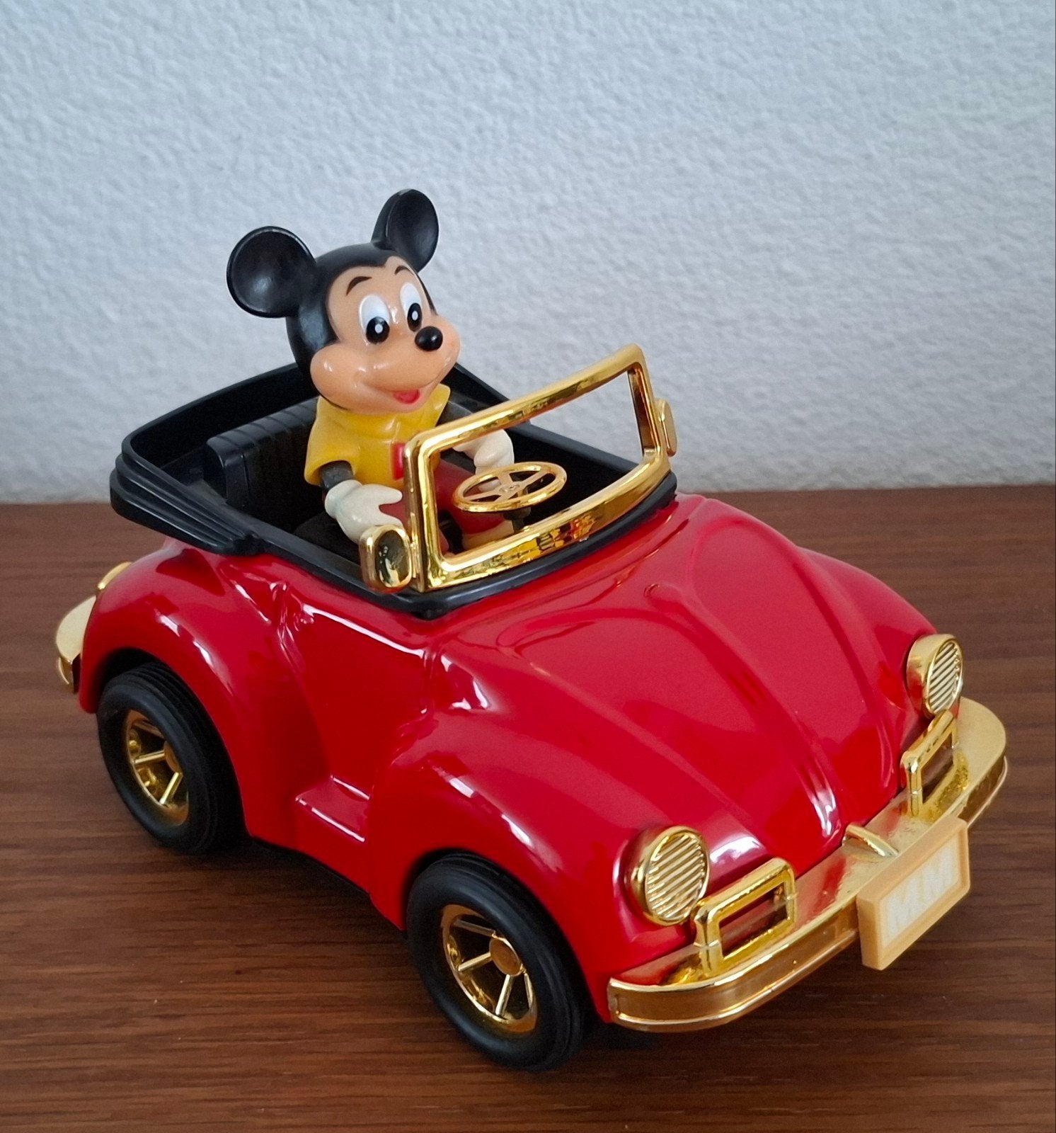 Vintage Masudaya Mickey Mouse opwindauto, Ophalen of Verzenden, Mickey Mouse, Gebruikt, Beeldje of Figuurtje